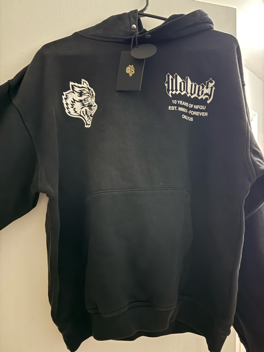 Darc Sport Black Hoodie with White Wolf Graphic Size Small